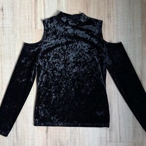 Black Velvet Cold Shoulder Top